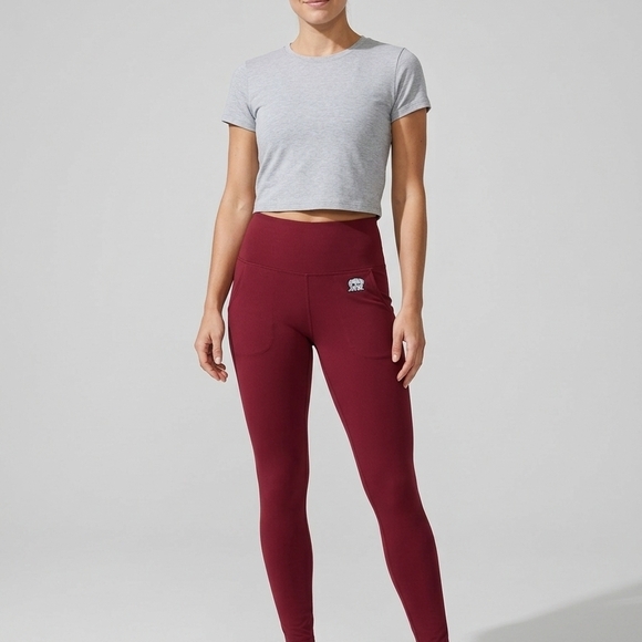 baliboo Pants - Baliboo Everyday High Waisted Pocket Leggings Burgandy Red. S/M Active -Casual